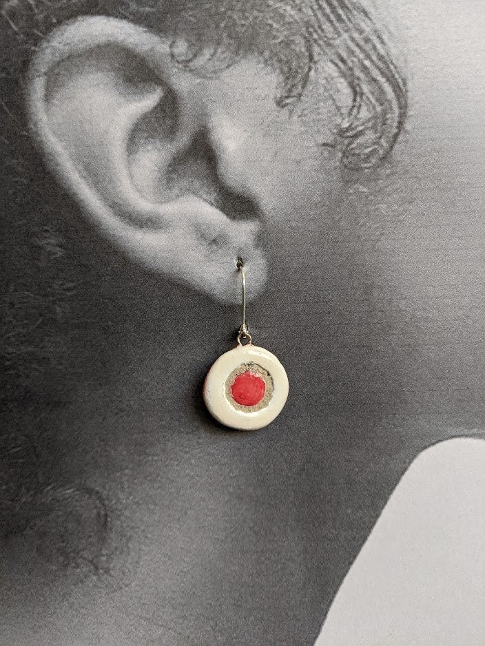 Clay Circle Earrings REVERSIBLE Mosaic Tile in Team Colors for Cheerleaders 035