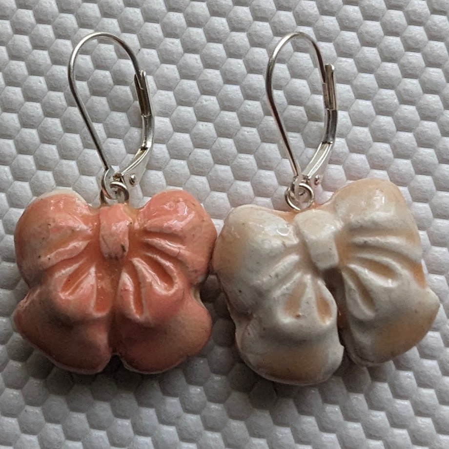 Ceramic Bow REVERSIBLE Earrings Dainty Coquette Bridesmaid Dangles