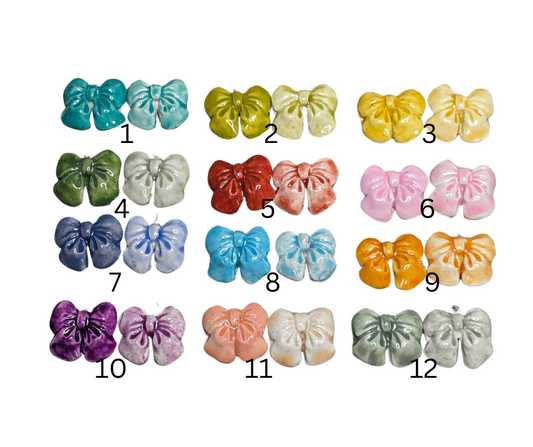 Ceramic Bow REVERSIBLE Earrings Dainty Coquette Bridesmaid Dangles