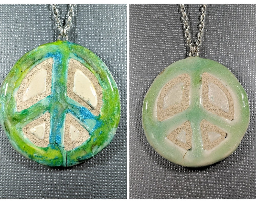 REVERSIBLE Green Peace Sign Necklace