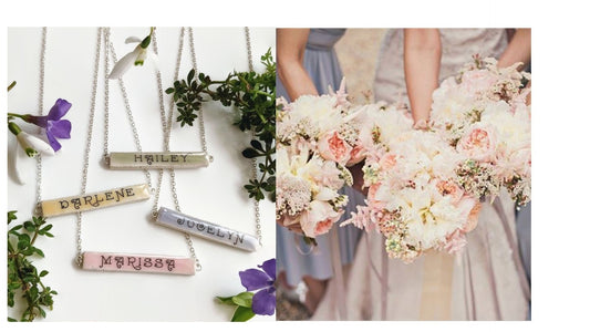 Bridesmaid Custom Personalized Bar Necklace in Pastel Spring Wedding Colors