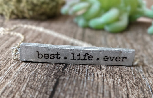 Personalized Silver Necklace Gift Best Life Ever