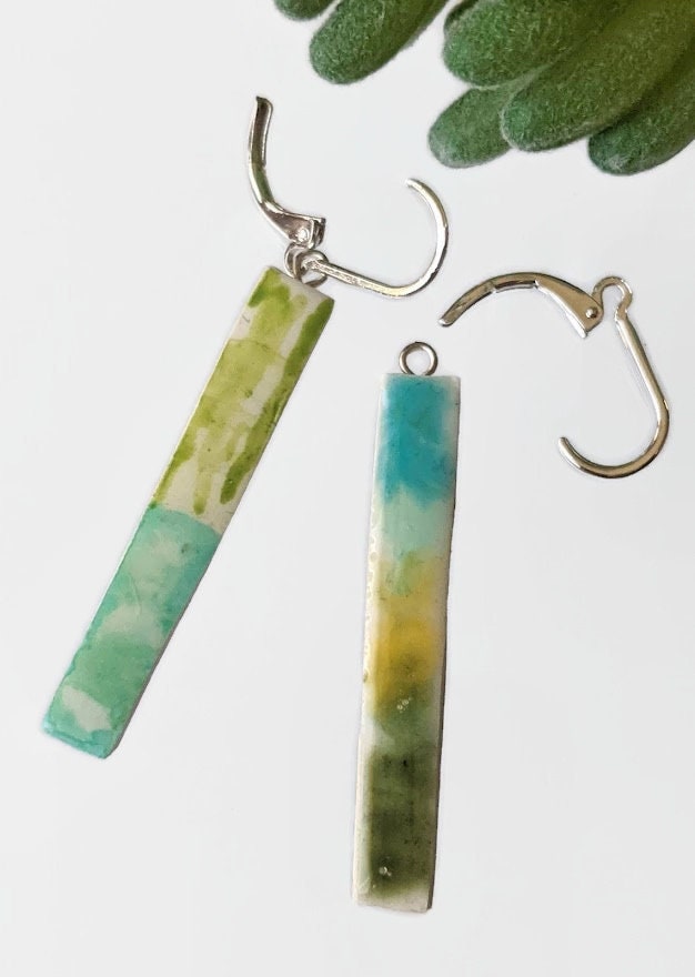 REVERSIBLE Bar Earrings Ocean Beach Colors 009