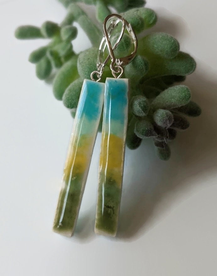 REVERSIBLE Bar Earrings Ocean Beach Colors 009