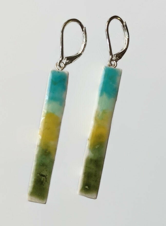 REVERSIBLE Bar Earrings Ocean Beach Colors 009