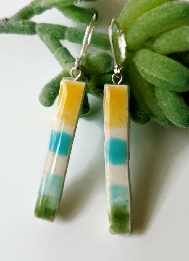 REVERSIBLE Bar Earrings Ocean Beach Colors 010