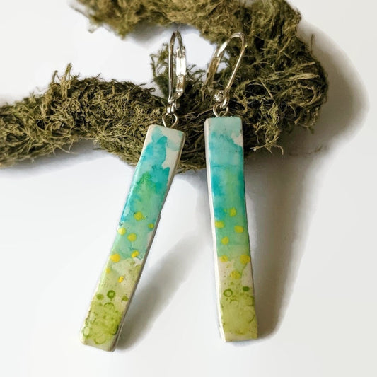 REVERSIBLE Bar Earrings Ocean Beach Colors 010