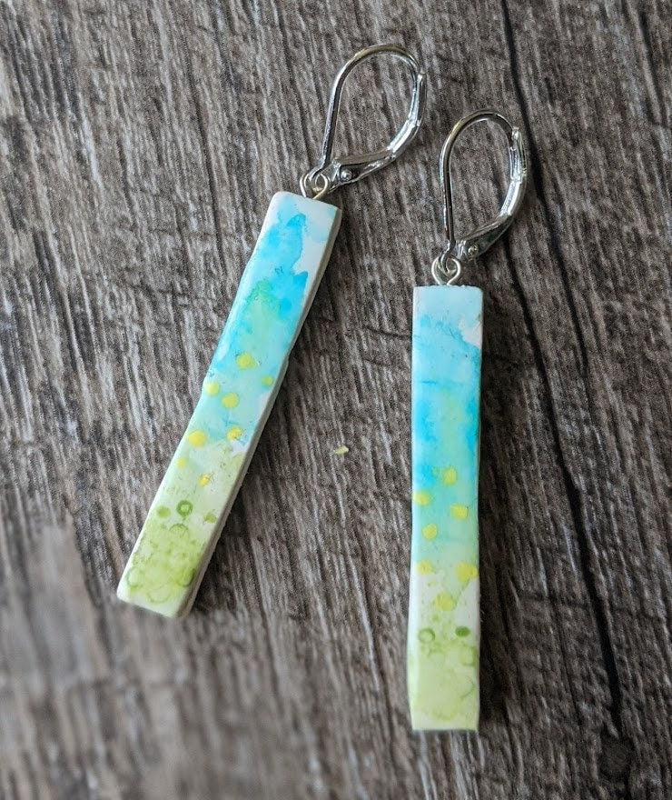 REVERSIBLE Bar Earrings Ocean Beach Colors 010