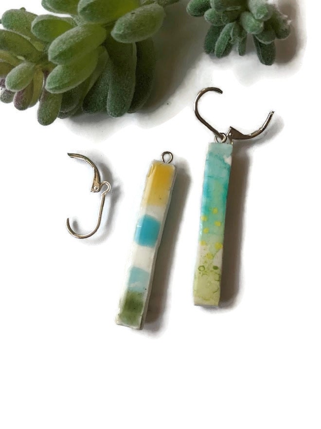 REVERSIBLE Bar Earrings Ocean Beach Colors 010