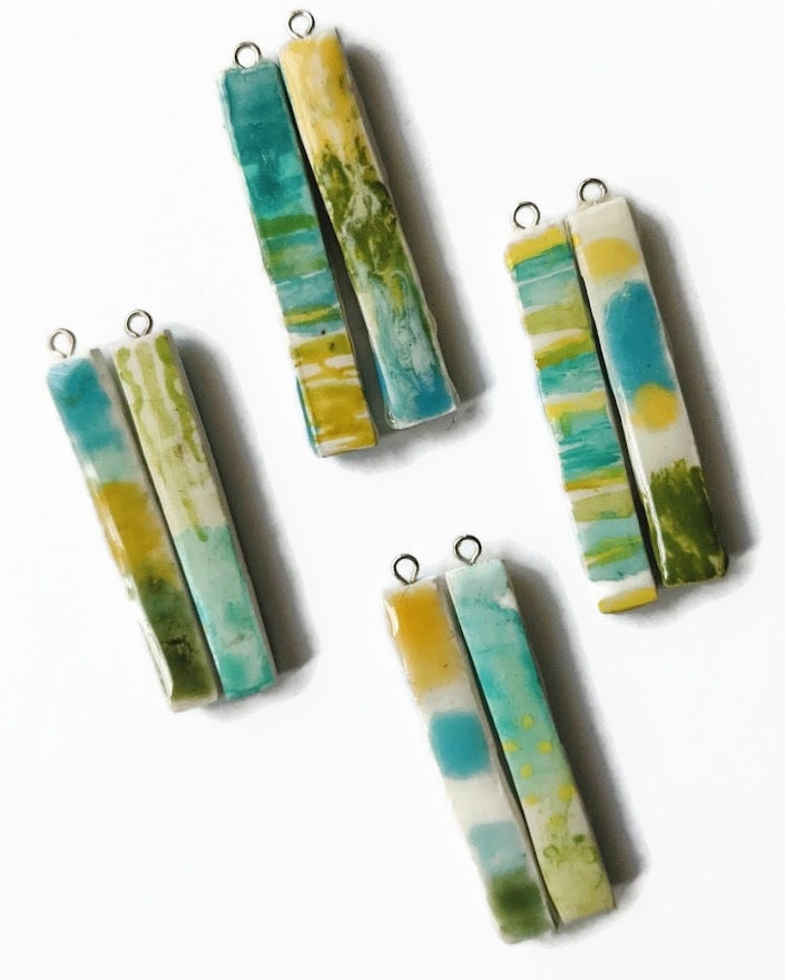 REVERSIBLE Bar Earrings Ocean Beach Colors 010