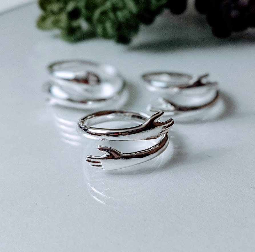 Friendship Ring Adjustable Hug Rings in Gold Silver and Rose Gold - Set of 3