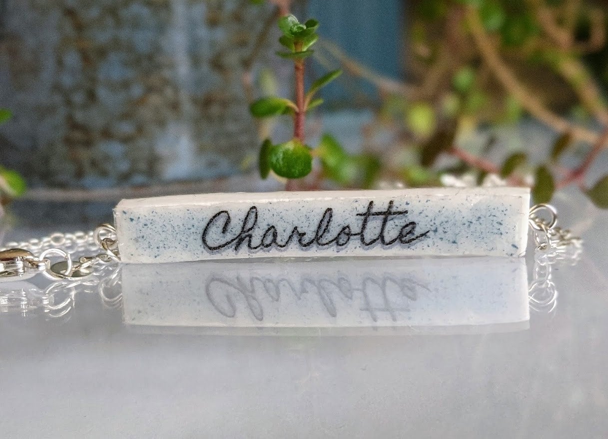 Personalized Bar Name Necklace Ceramic Custom REVERSIBLE Colorful Gift for Bridesmaid