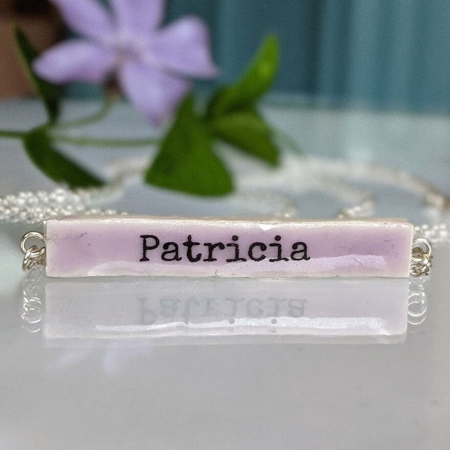 Name Necklace REVERSIBLE Ceramic Custom Bar Colorful Gift for BFF Girlfriend Wife