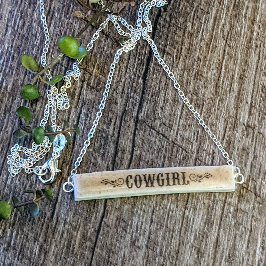 Personalized Bar Name Necklace REVERSIBLE Cowgirl Jewelry