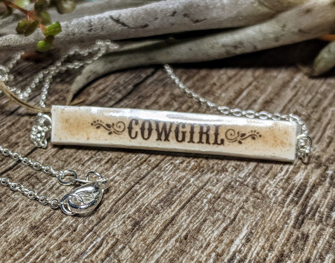 Cowgirl Halskette personalisierte Bar Name REVERSIBLE Schmuck