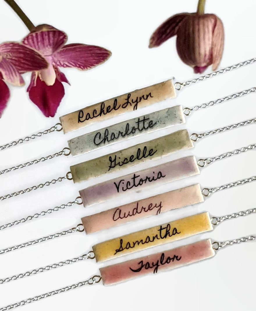 Personalized Bar Name Necklace REVERSIBLE Colorful Gift for Casual Wedding Bridesmaid