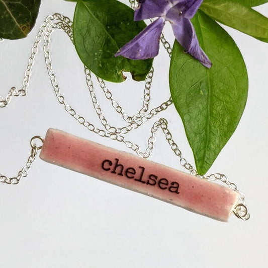 Name Necklace REVERSIBLE Ceramic Custom Bar Colorful Gift for BFF Girlfriend Wife