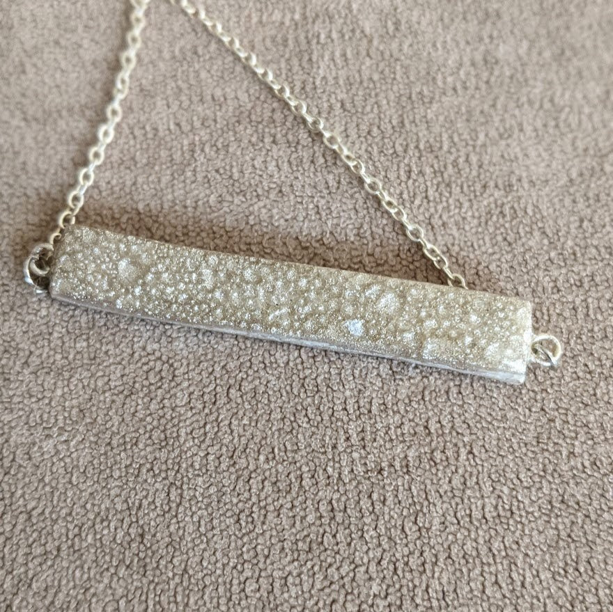 Personalized Bar Name Necklace Custom Champagne Satin Nickel finish