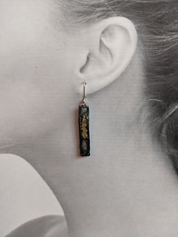 REVERSIBLE Bar Earrings Black Stick Ceramic 016