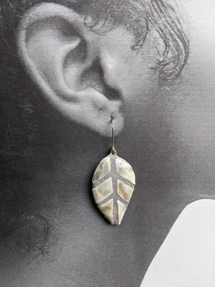 Silver and Gold Leaf Earrings REVERSIBLE Dangles 052