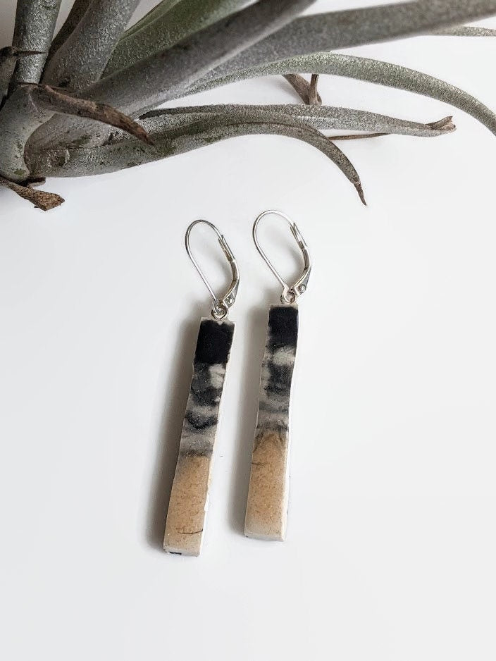 Ceramic Bar Earring REVERSIBLE Stick Jewelry 026