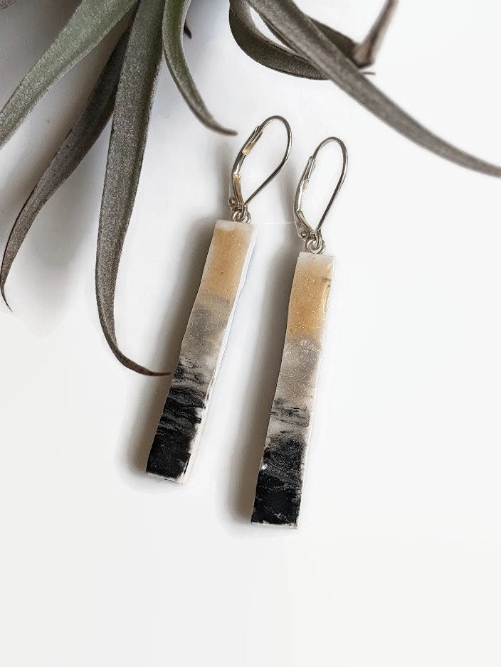 Ceramic Bar Earring REVERSIBLE Stick Jewelry 026