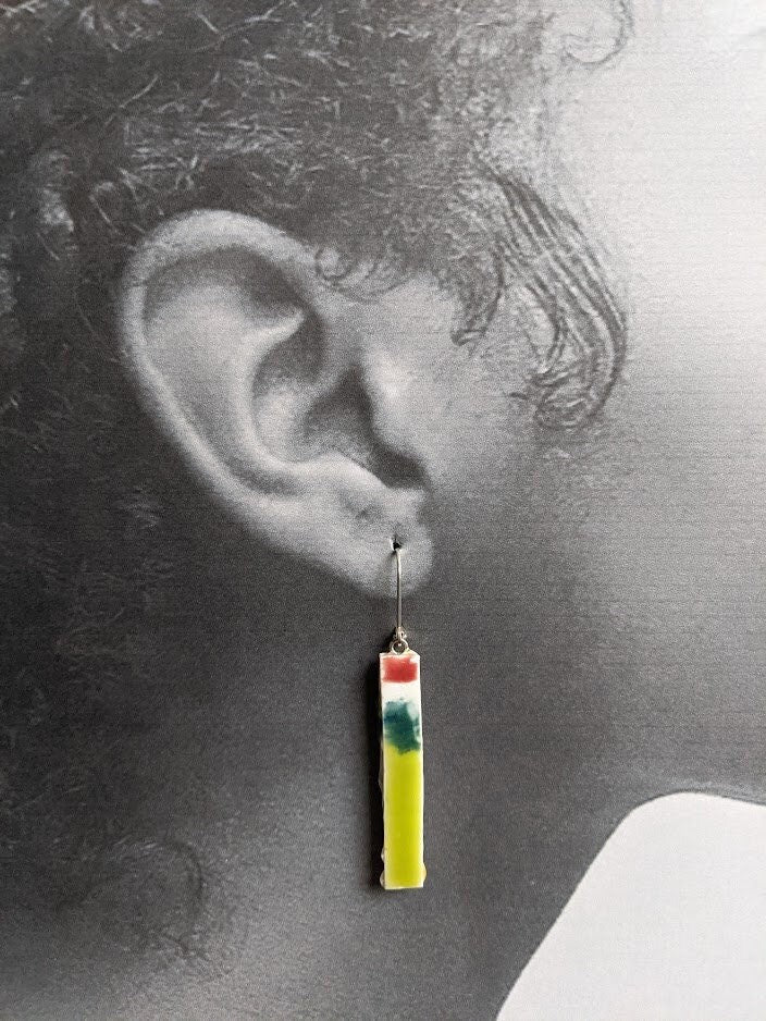 REVERSIBLE Colorful Ceramic Porcelain Bar Earrings