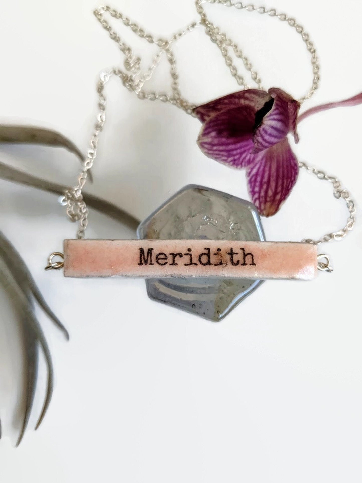 Ceramic Bar Necklace Positive Mindset Affirmation REVERSIBLE Custom Name Necklace 035