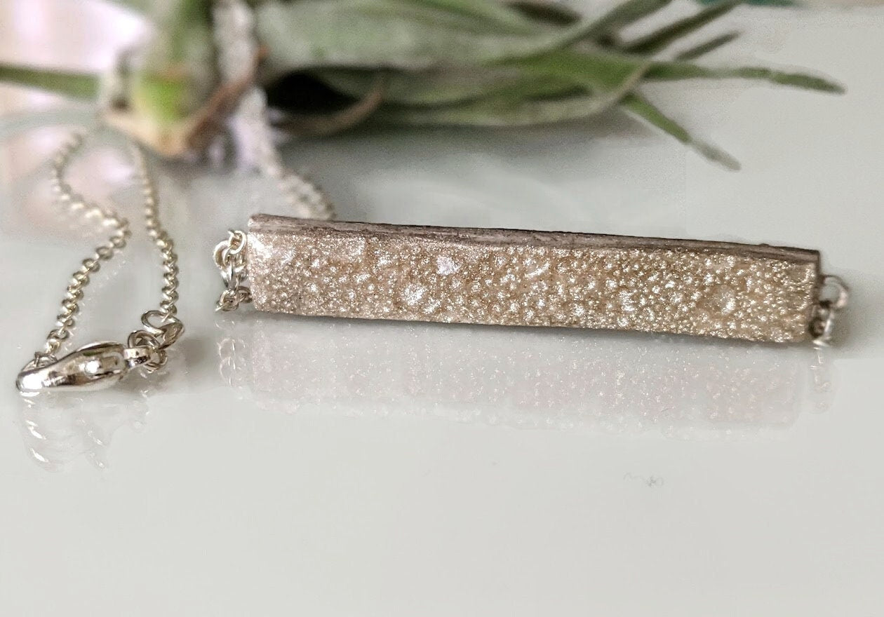 Personalized Bar Name Necklace Custom Champagne Satin Nickel finish