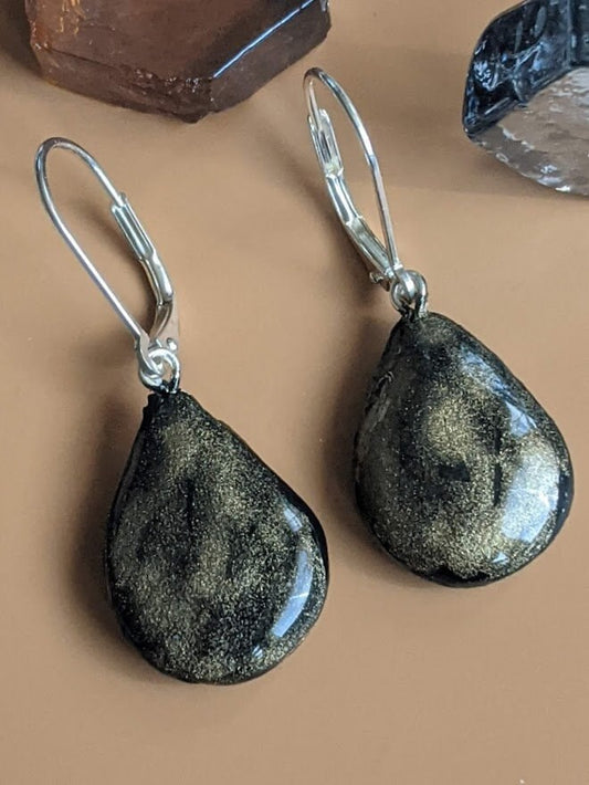 Brass Look Ceramic Teardrop Earrings REVERSIBLE 2 looks in 1 028