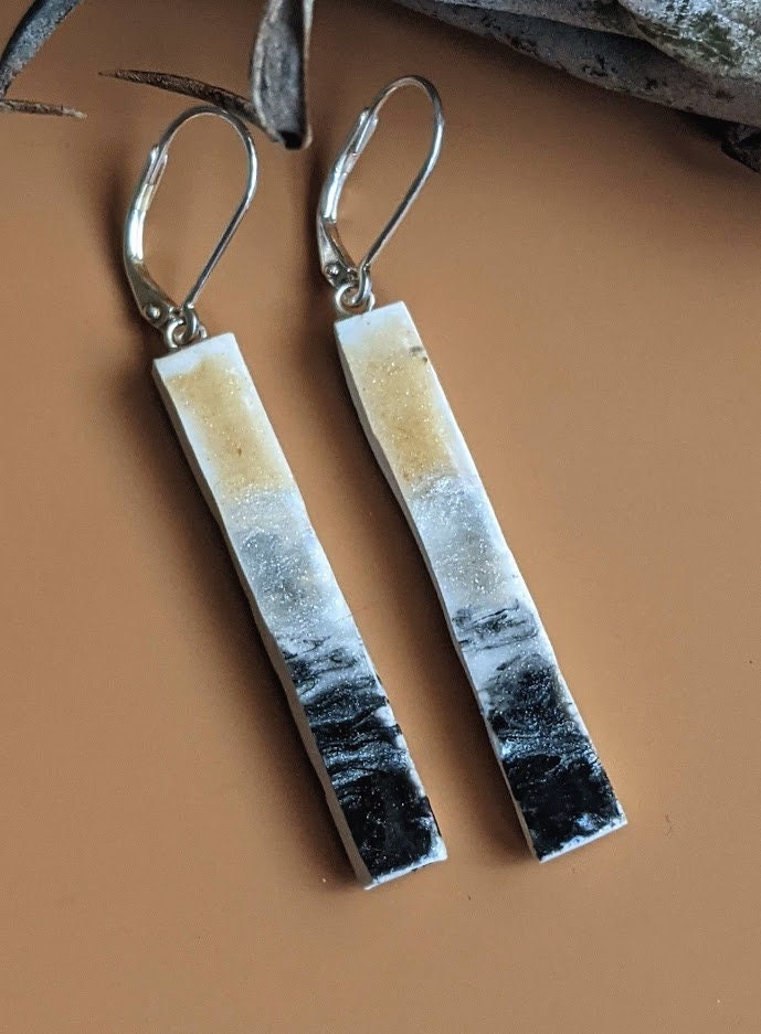 Ceramic Bar Earring REVERSIBLE Stick Jewelry 026