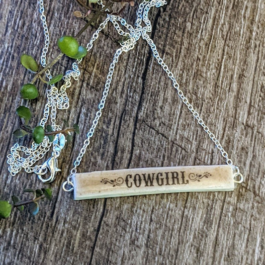 Cowgirl Halskette personalisierte Bar Name REVERSIBLE Schmuck