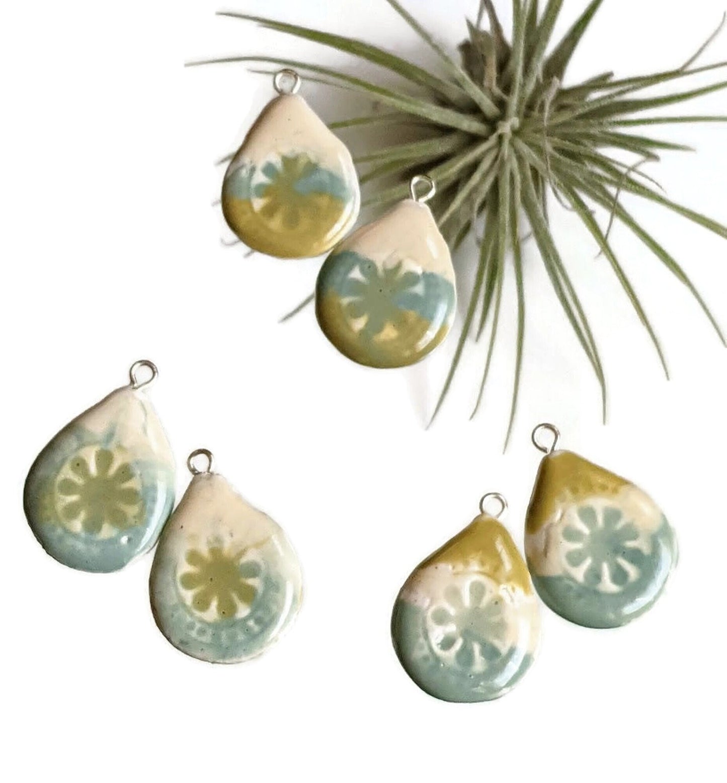 REVERSIBLE Ceramic Tile Teardrop Earrings 045