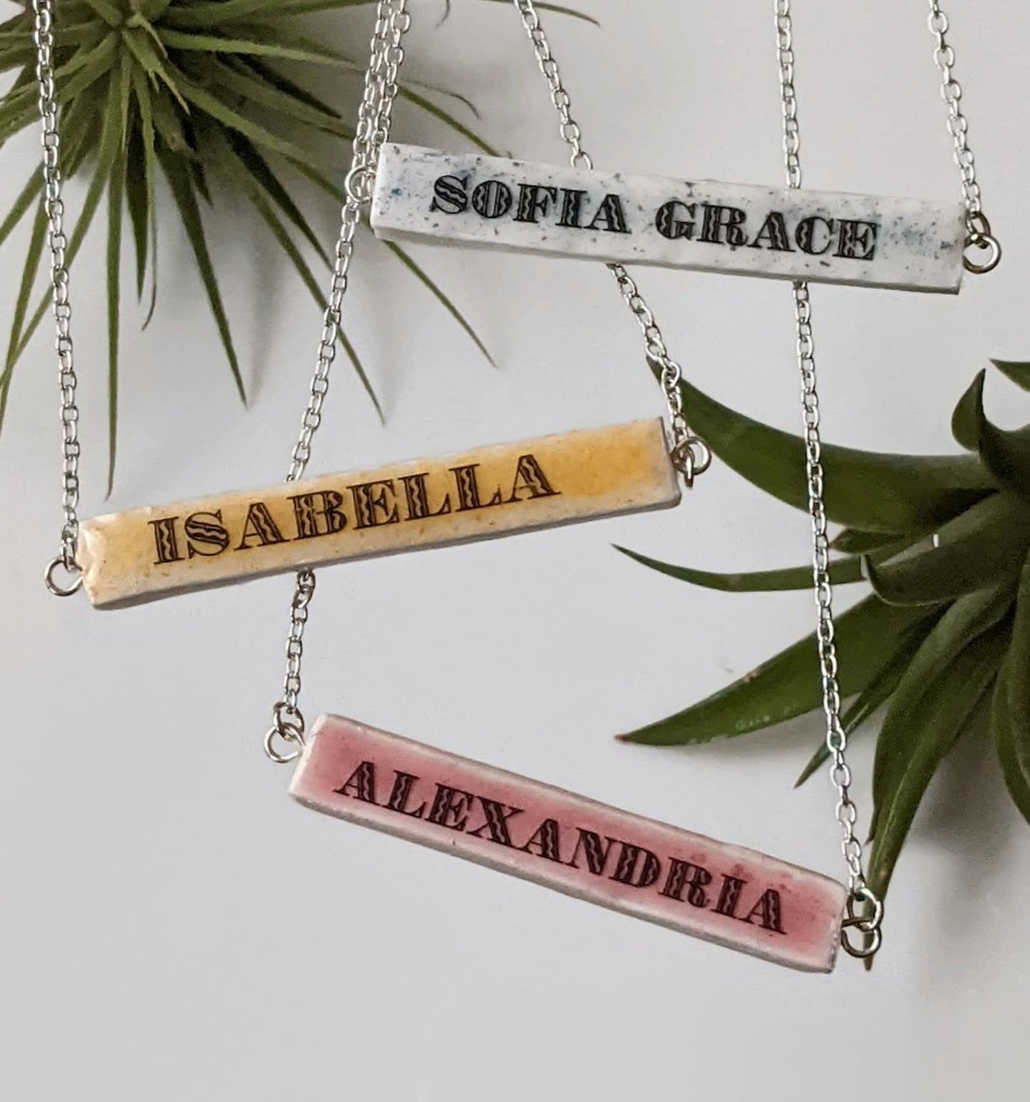 Pastel Bar Necklace REVERSIBLE Personalized Name Pendant