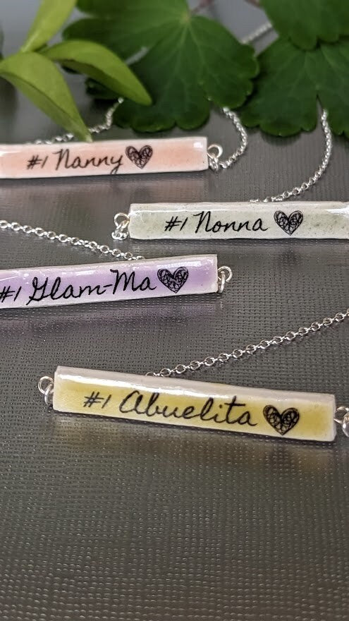 Personalized REVERSIBLE Bar Necklace Grandmother Abuelita Nonna Grandma Glamma