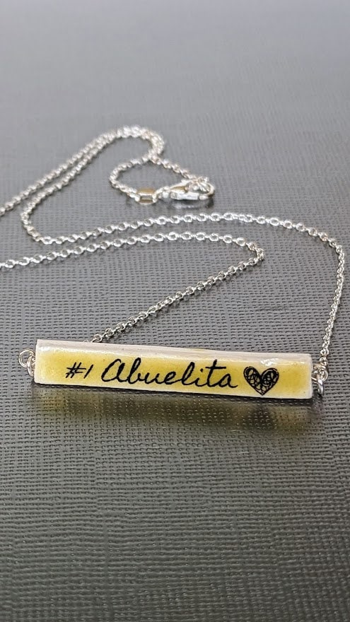 Personalized REVERSIBLE Bar Necklace Grandmother Abuelita Nonna Grandma Glamma