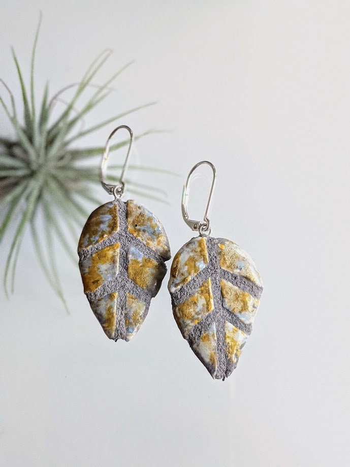 Blatt Ohrringe REVERSIBLE Mosaik Fliesen Kunst Schmuck Geschenk für Sie 100